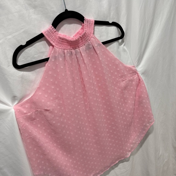 Torrid Pink Chiffon Clip Dot Halter Neck Tank 1X Blouse Girly Preppy Barbiecore - Picture 3 of 16